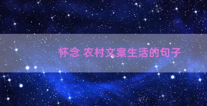 怀念 农村文案生活的句子